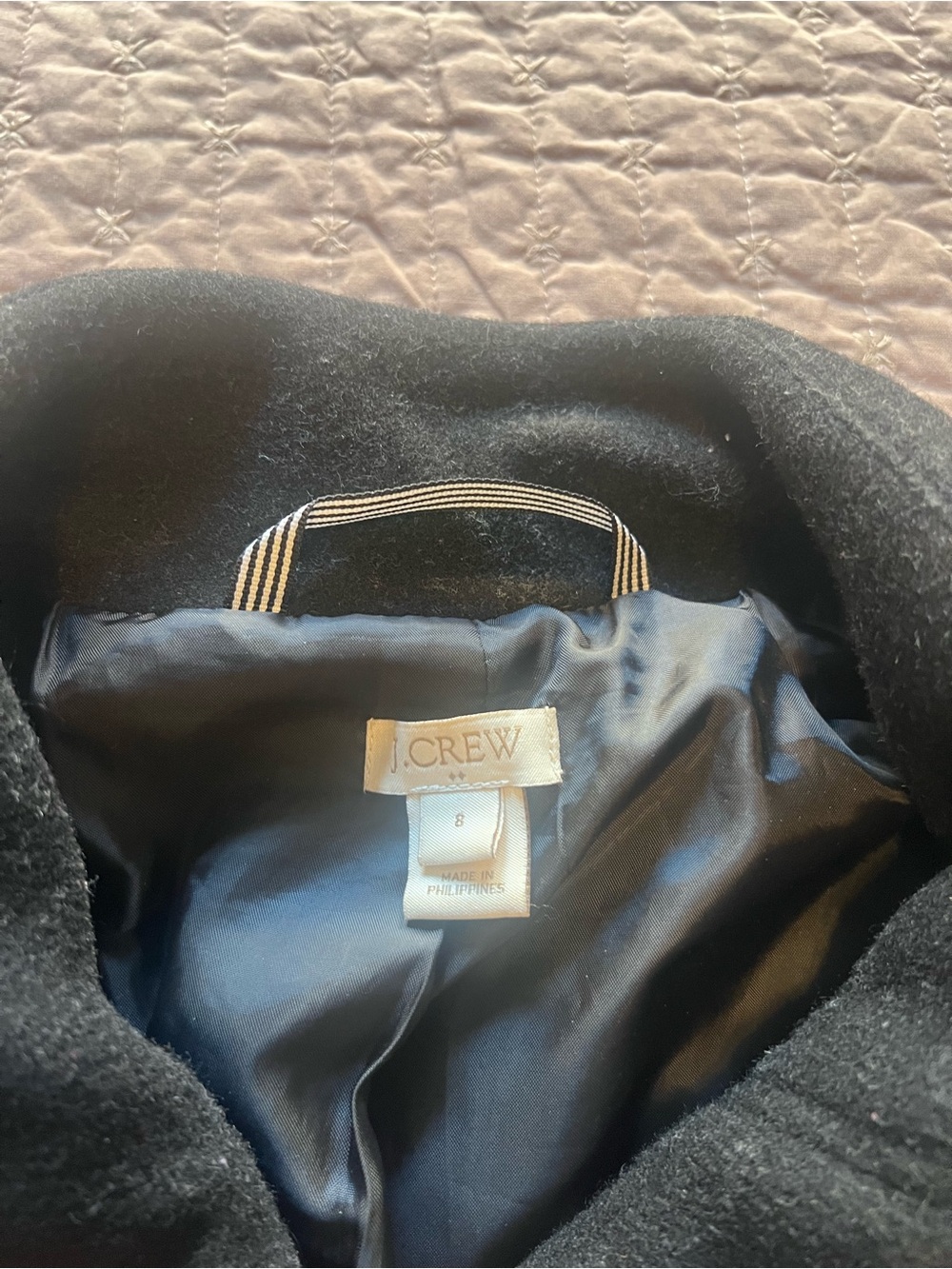 J. Crew Black Wool-Blend Stand Collar Pea Coat - Picture 2 of 4